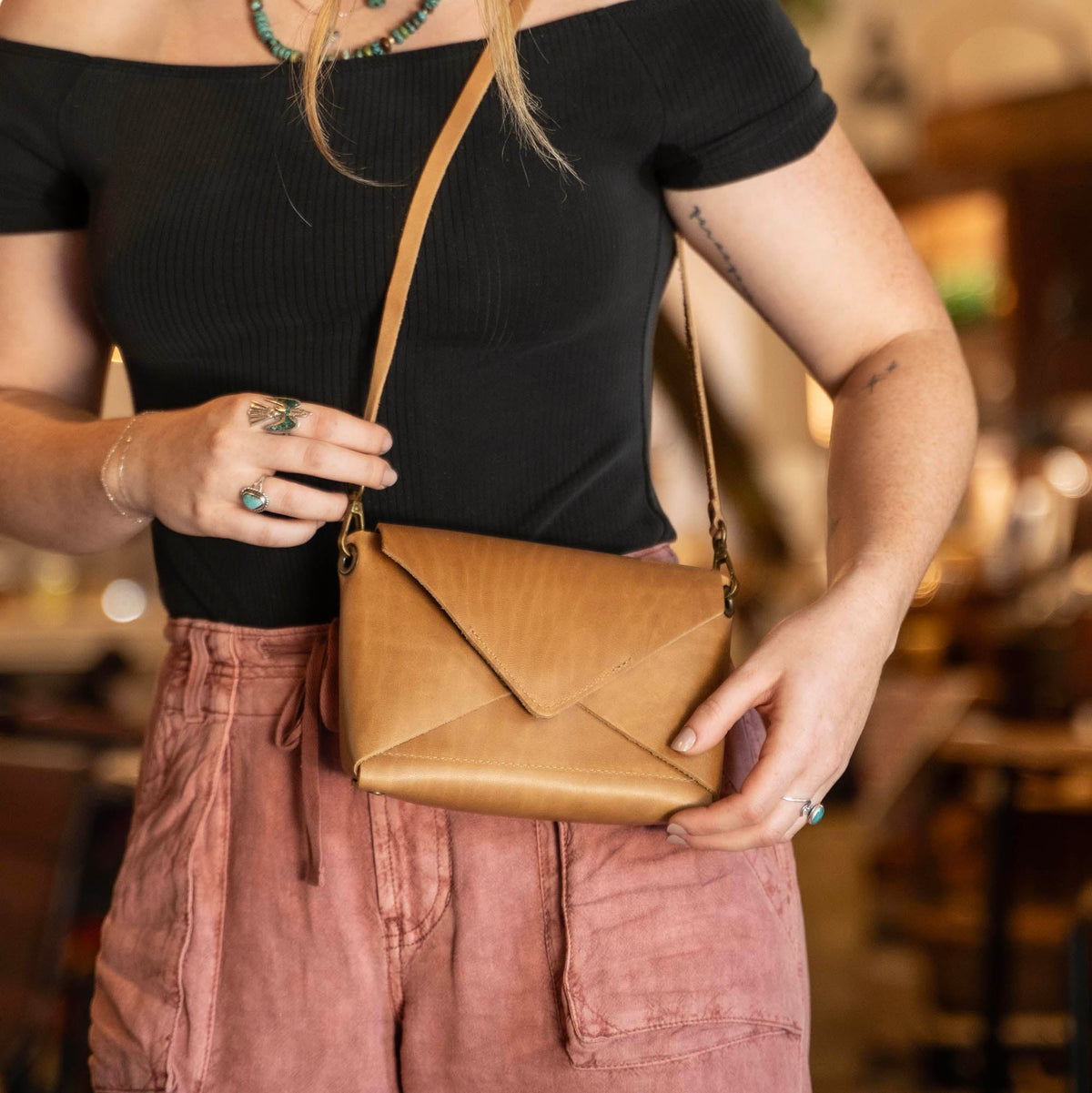 The Cecilia 2.0 - Fine Leather Envelope Purse with Adjustable 3 in 1 Strap - Holtz Leather