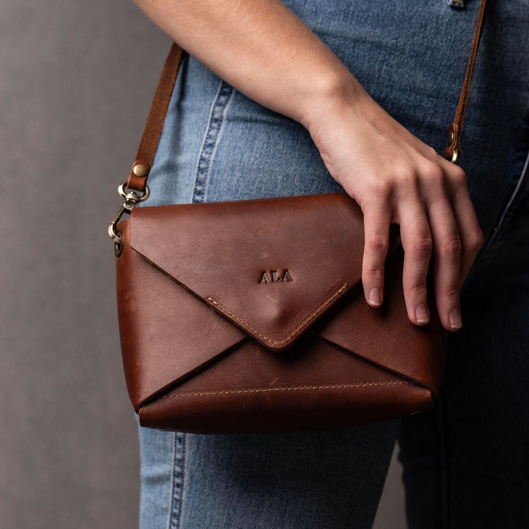 The Cecilia 2.0 - Fine Leather Envelope Purse with Adjustable 3 in 1 Strap - Holtz Leather