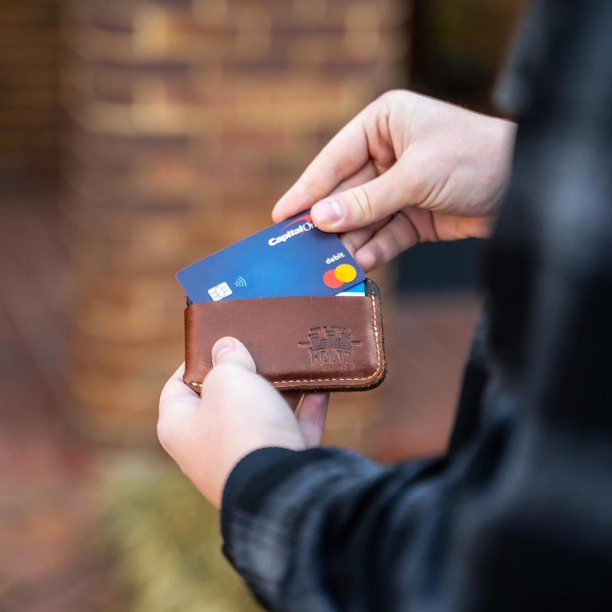 The Charleston Personalized Fine Leather Triple Sleeve Front Pocket Wallet - Holtz Leather