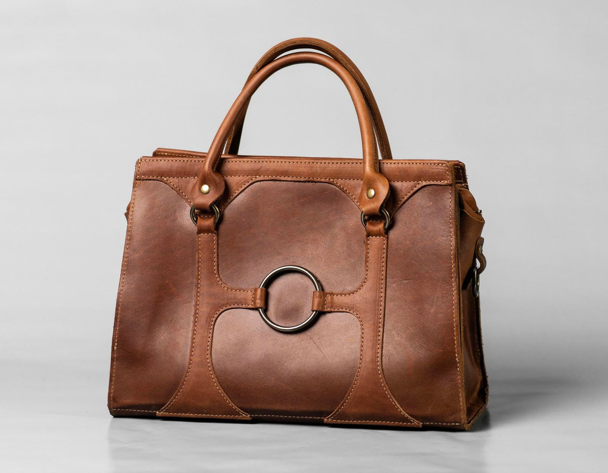 The Ellie Fine Leather Structured Women's Handbag and Crossbody Purse - Holtz Leather