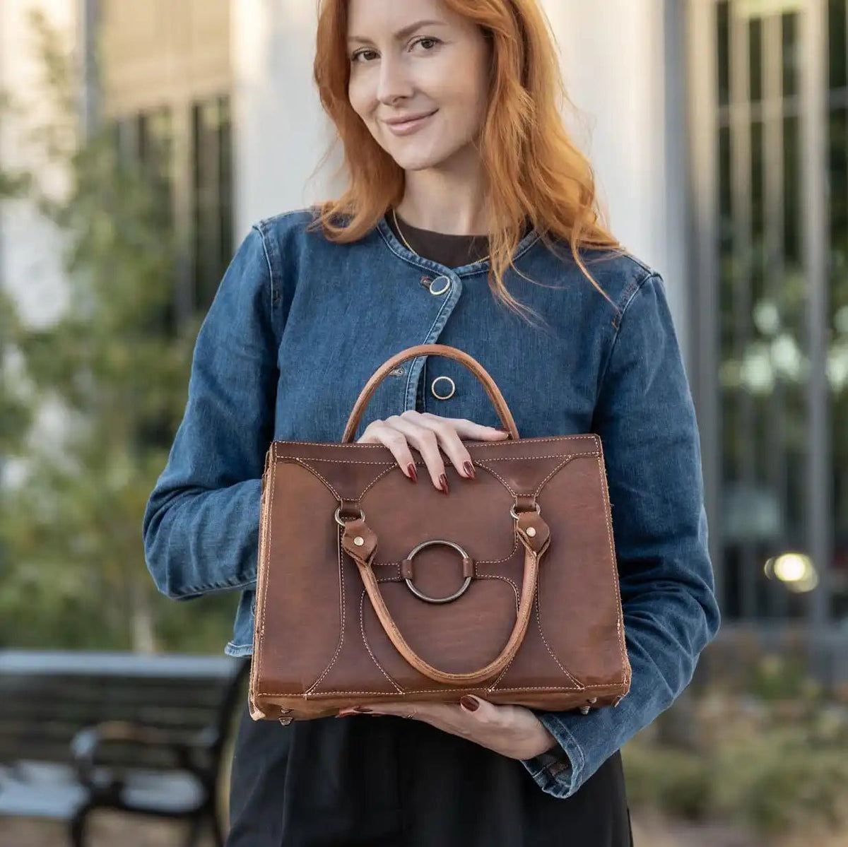 The Ellie Fine Leather Structured Women's Handbag and Crossbody Purse - Holtz Leather