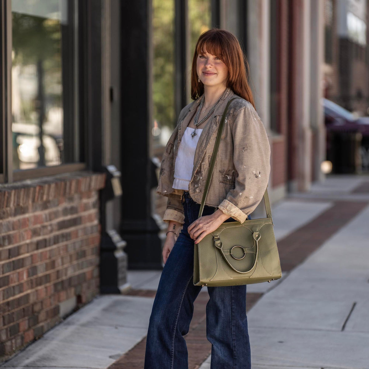 The Ellie Fine Leather Structured Women's Handbag and Crossbody Purse - Holtz Leather