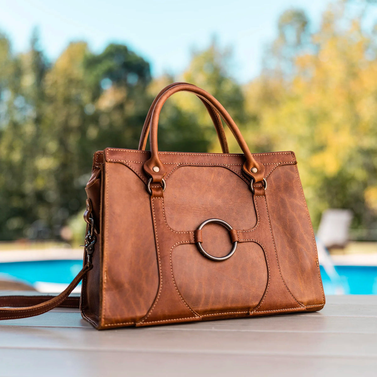 The Ellie Fine Leather Structured Women's Handbag and Crossbody Purse - Holtz Leather