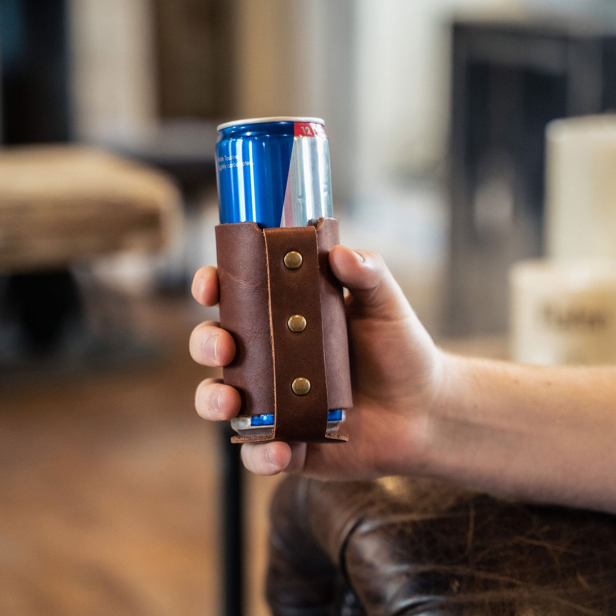 The Golf Blitz Can Coozie - Full - Grain Leather - Holtz Leather