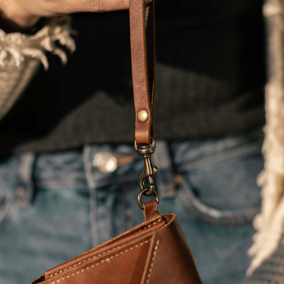 The Jackie O Personalized Leather Clutch Wallet with Wristlet - Holtz Leather