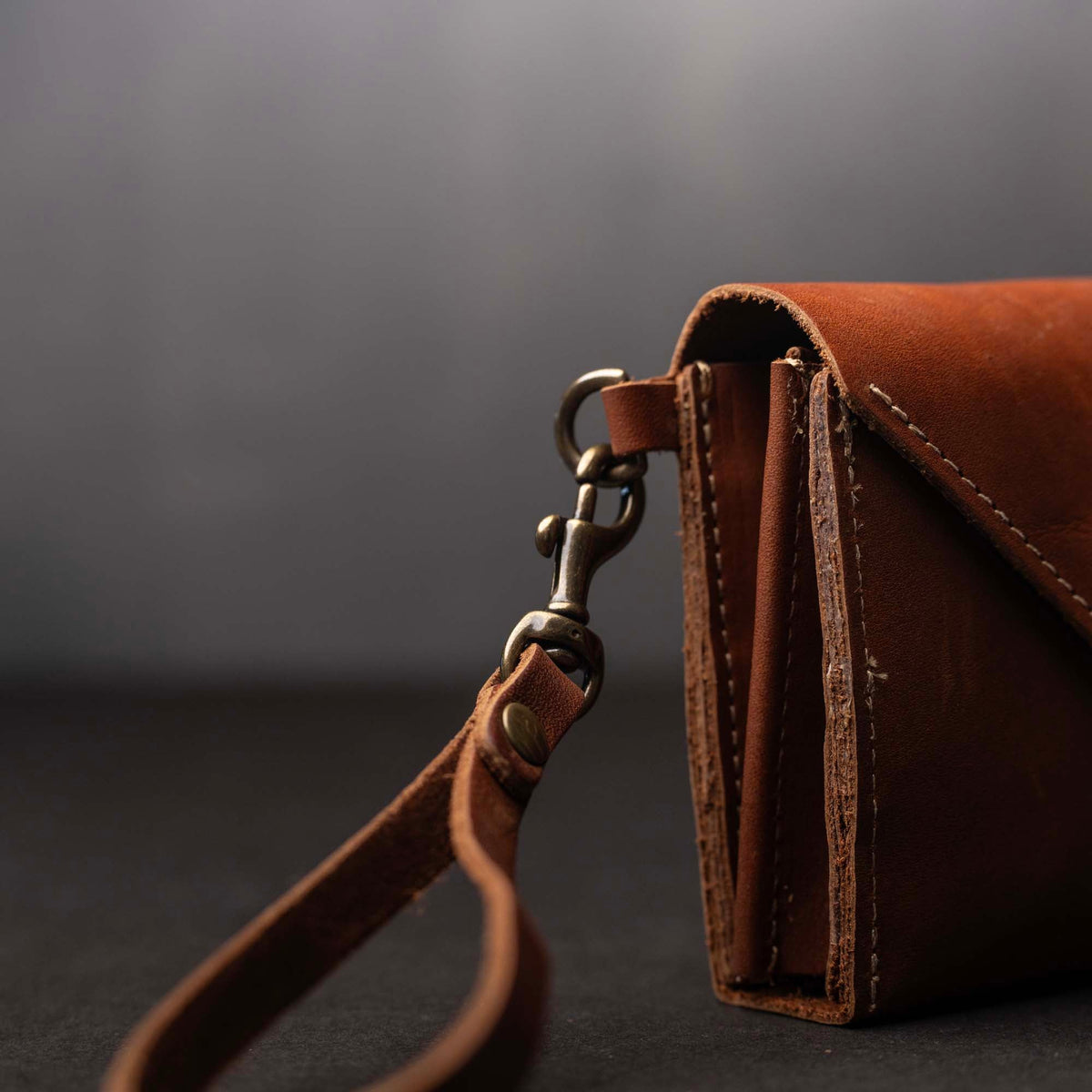 The Jackie O Personalized Leather Clutch Wallet with Wristlet - Holtz Leather