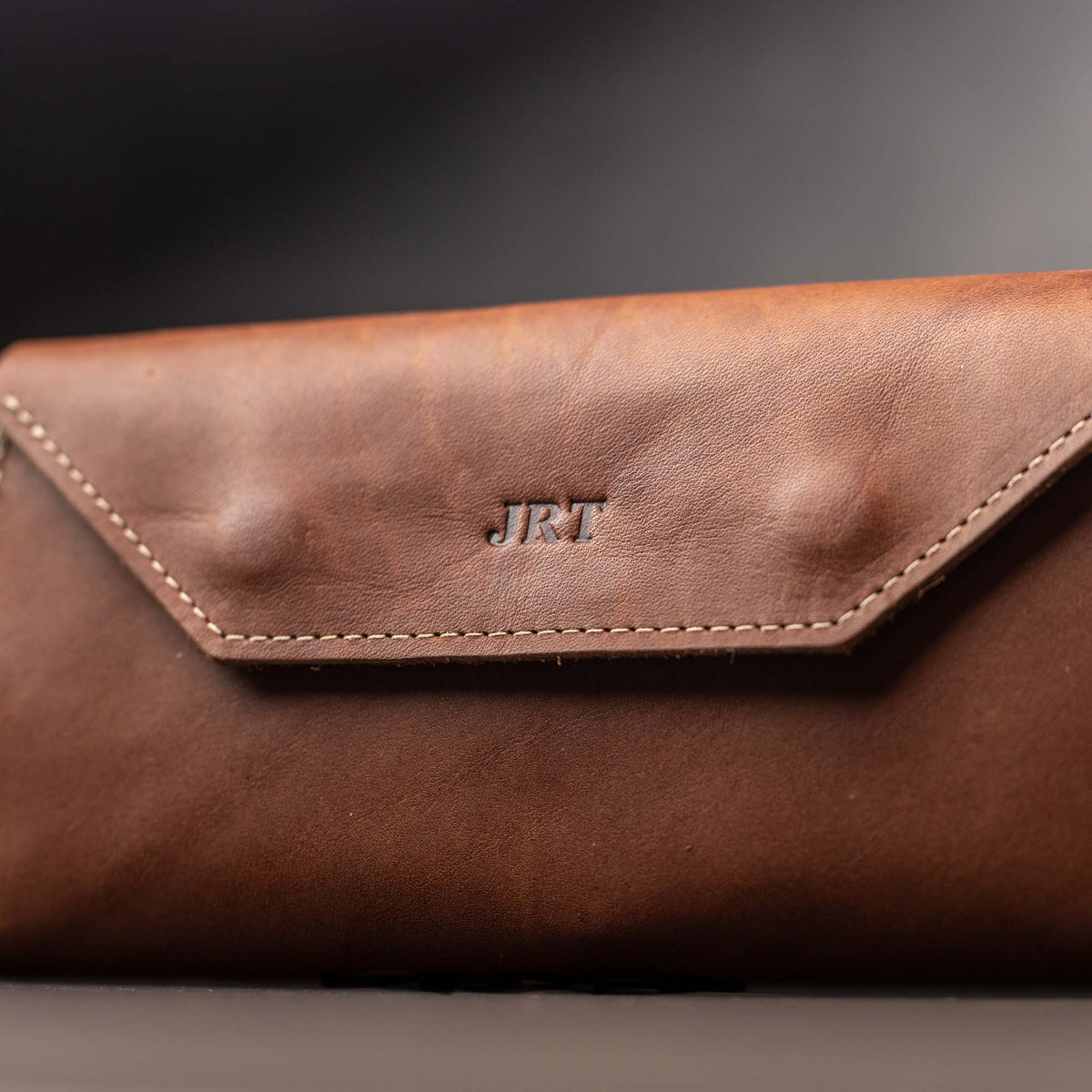 The Jackie O Personalized Leather Clutch Wallet with Wristlet - Holtz Leather