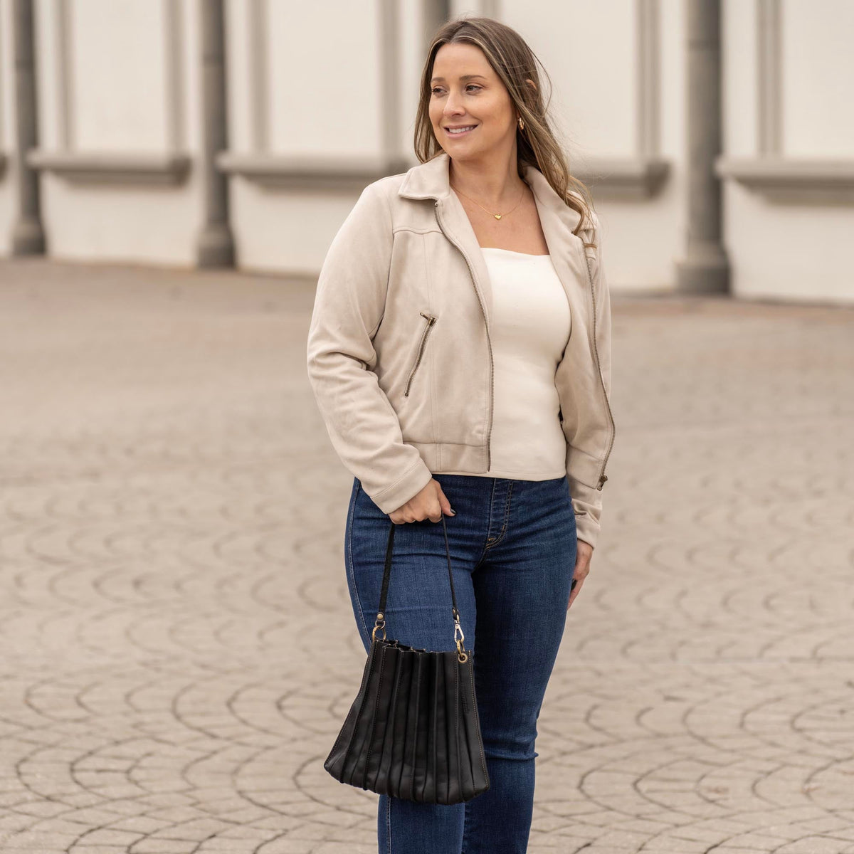 The Kiley Fine Leather Pleated Women's Crossbody Purse and Shoulder Bag - Holtz Leather