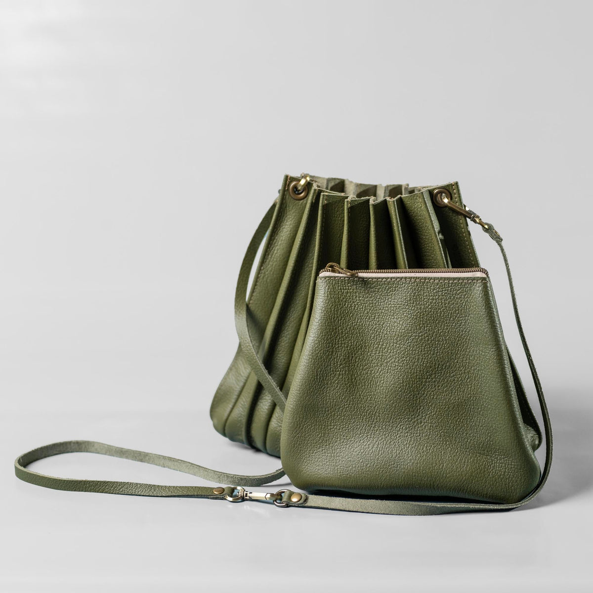 The Kiley Fine Leather Pleated Women's Crossbody Purse and Shoulder Bag - Holtz Leather