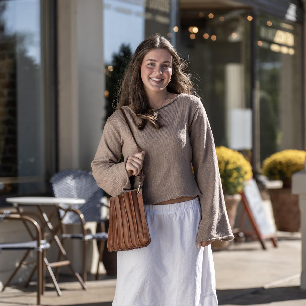 The Kiley Fine Leather Pleated Women's Crossbody Purse and Shoulder Bag - Holtz Leather