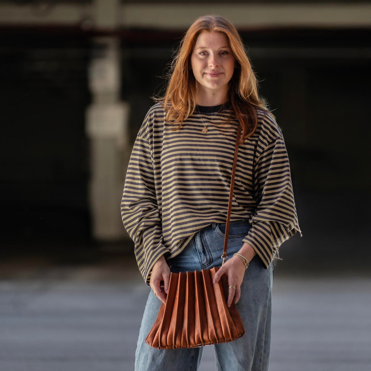 The Kiley Fine Leather Pleated Women's Crossbody Purse and Shoulder Bag - Holtz Leather