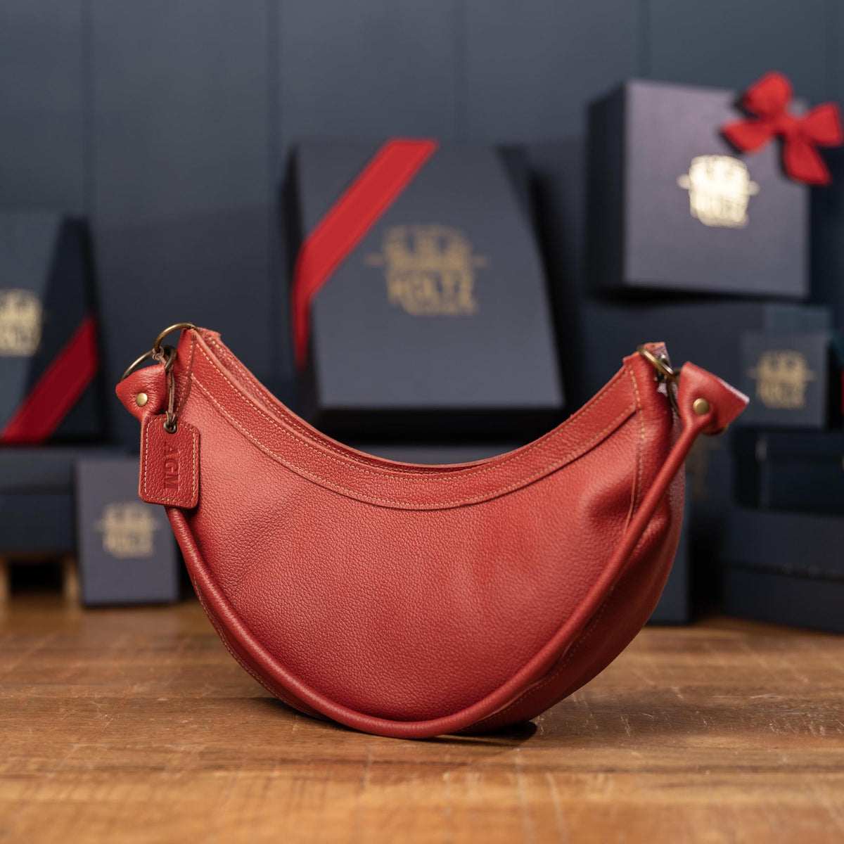 The Luna Fine Leather Crescent Shoulder Bag Purse - Holtz Leather
