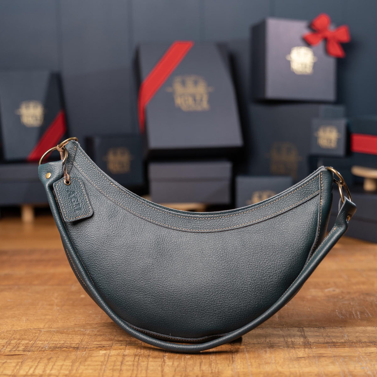 The Luna Fine Leather Crescent Shoulder Bag Purse - Holtz Leather