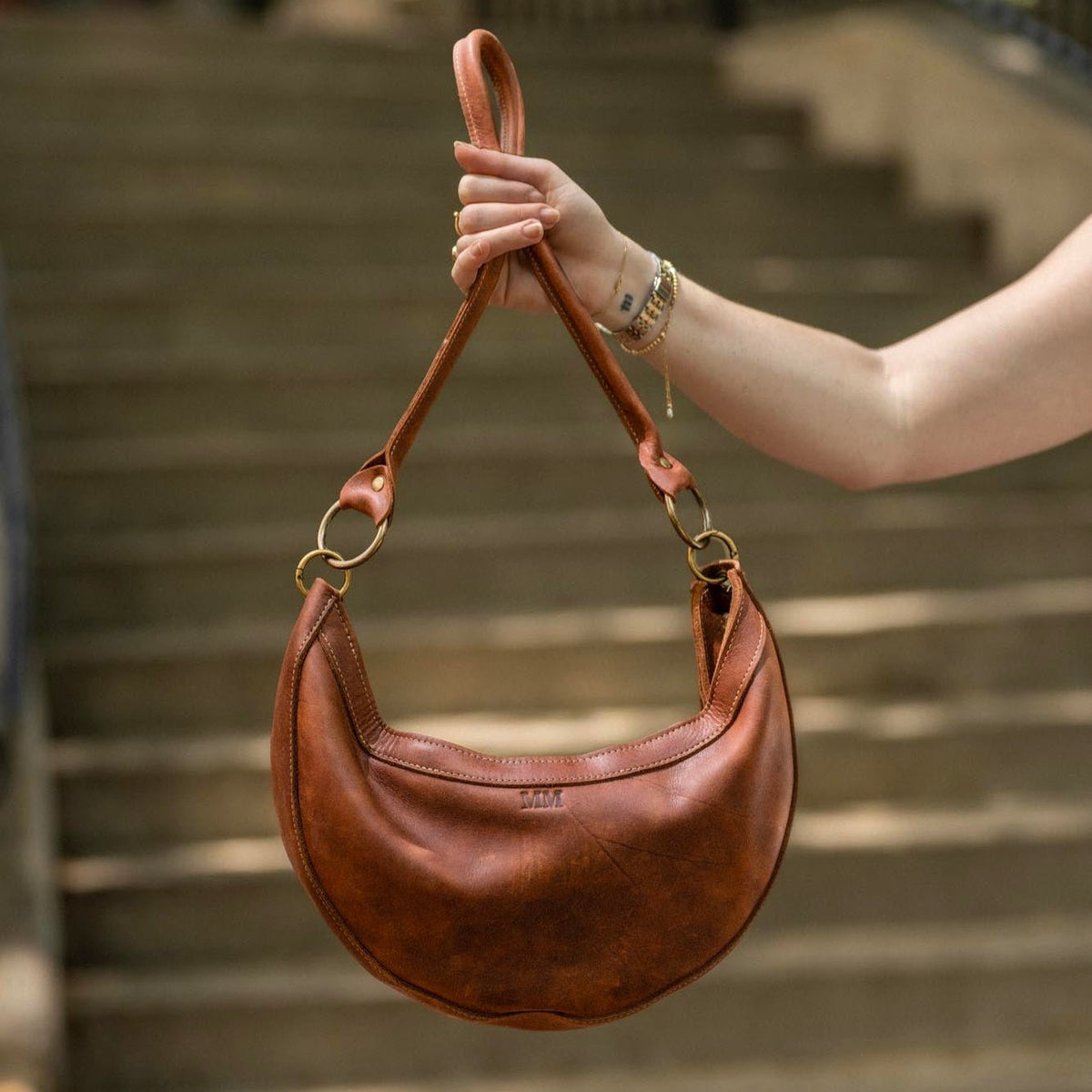 The Luna Fine Leather Crescent Shoulder Bag Purse - Holtz Leather