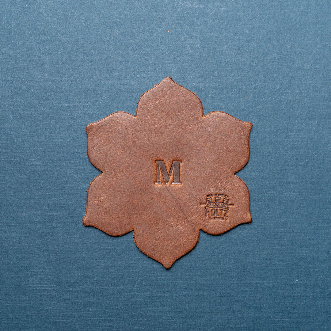 The Magnolia Flower Personalized Fine Leather Coaster Set of 4 Coasters - Holtz Leather