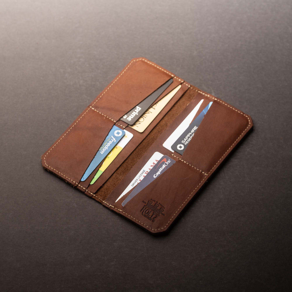 The Maverick Personalized Leather Coat Pocket Long Trucker Bifold Wallet - Holtz Leather