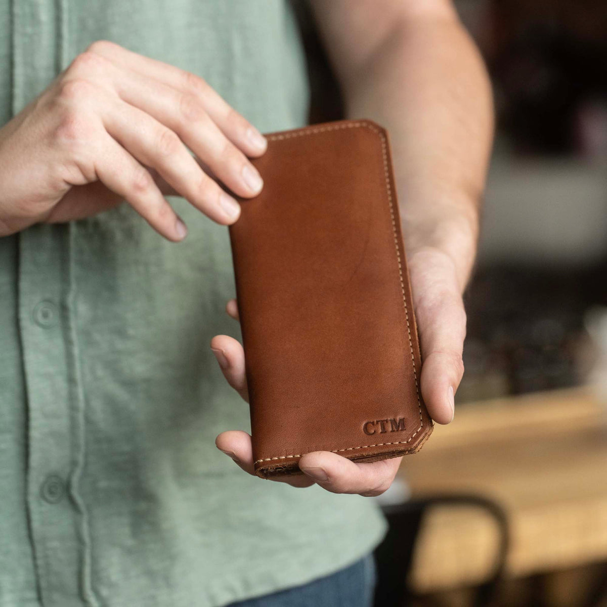 The Maverick Personalized Leather Coat Pocket Long Trucker Bifold Wallet - Holtz Leather