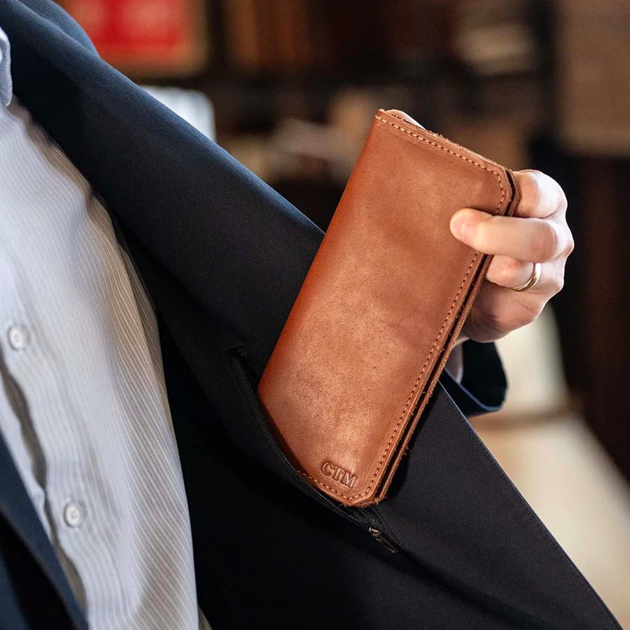 The Maverick Personalized Leather Coat Pocket Long Trucker Bifold Wallet - Holtz Leather