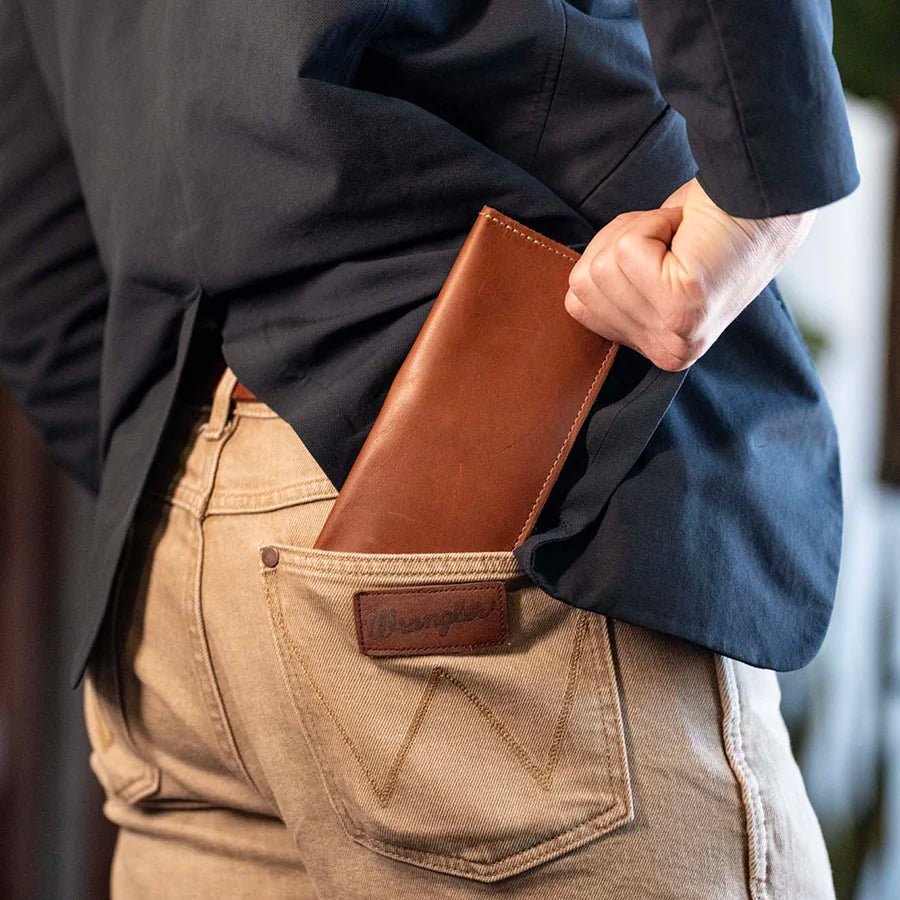 The Maverick Personalized Leather Coat Pocket Long Trucker Bifold Wallet - Holtz Leather