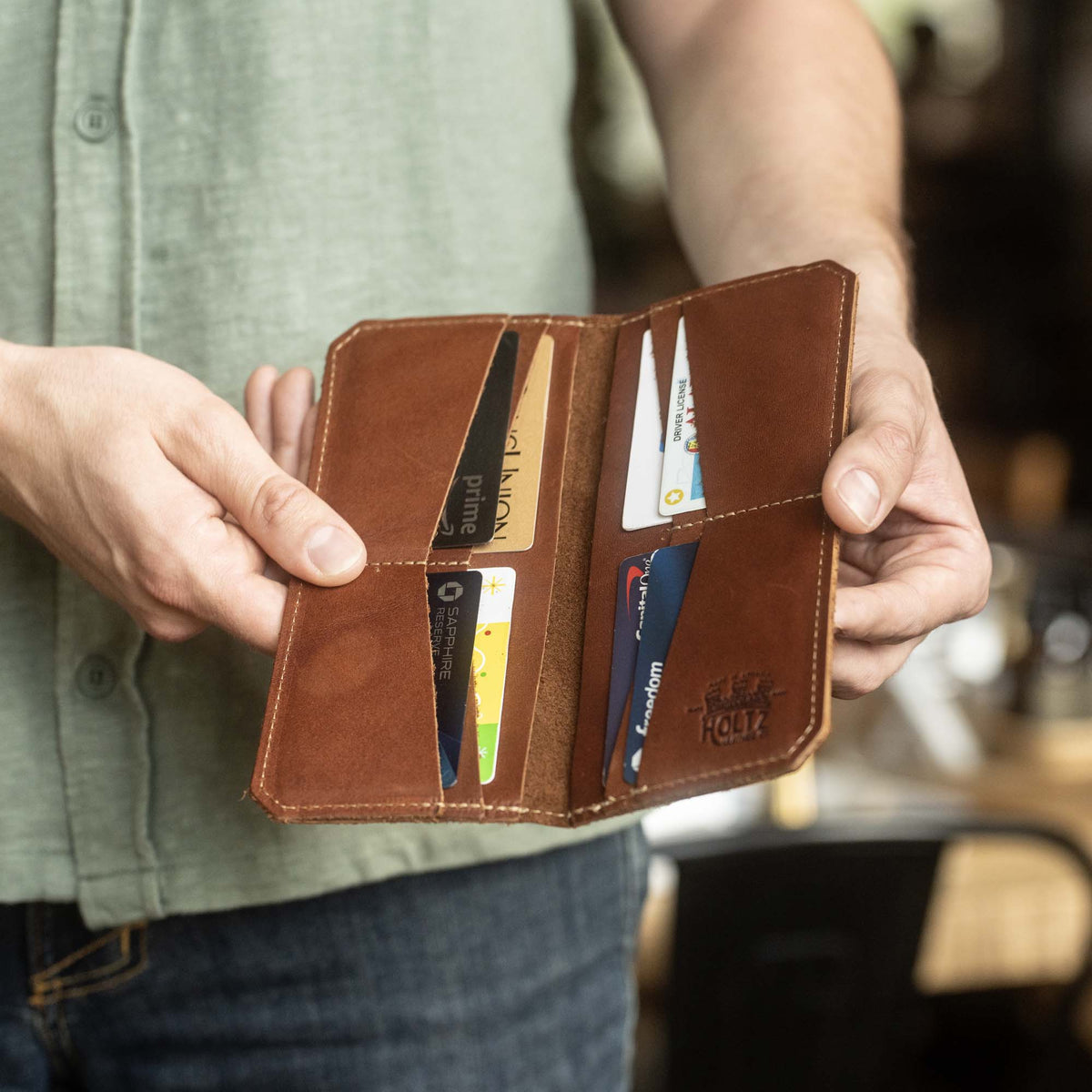 The Maverick Personalized Leather Coat Pocket Long Trucker Bifold Wallet - Holtz Leather