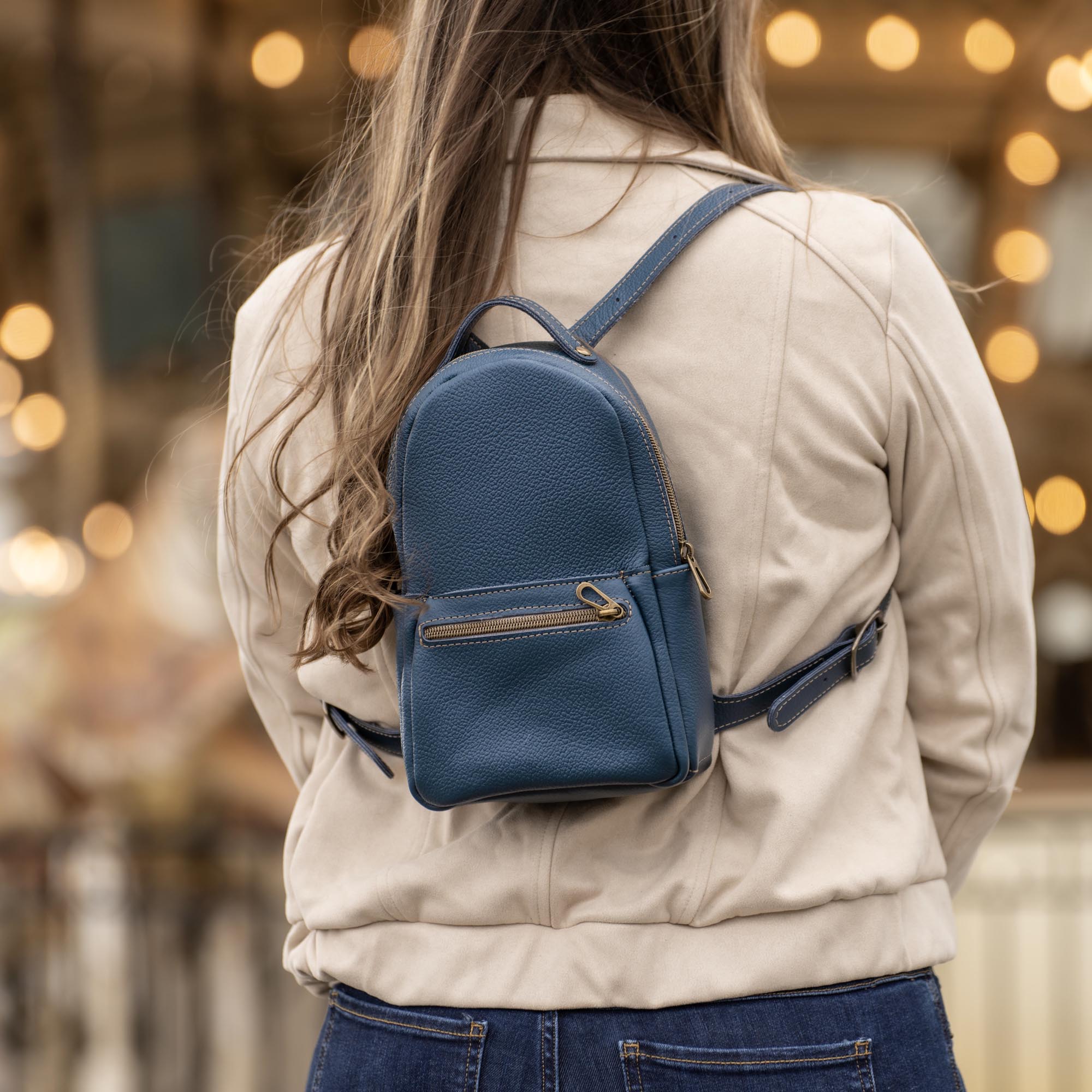 The Mini Della Fine Leather Backpack Purse, Midnight - Pebbled Grainat Holtz Leather The Mini Della Fine Leather Backpack Purse, Midnight - Pebbled Grainat Holtz Leather