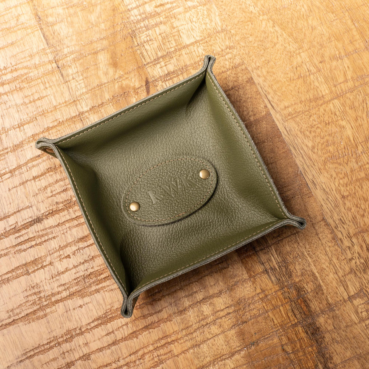 The Monticello Fine Leather Personalized Desk Valet Caddy Tray for Dresser or Office Gift - Holtz Leather