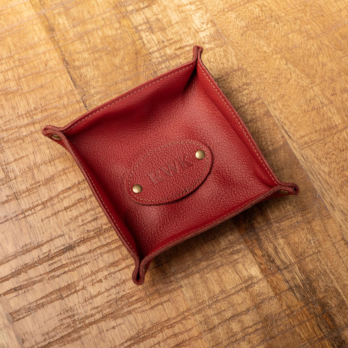 The Monticello Fine Leather Personalized Desk Valet Caddy Tray for Dresser or Office Gift - Holtz Leather