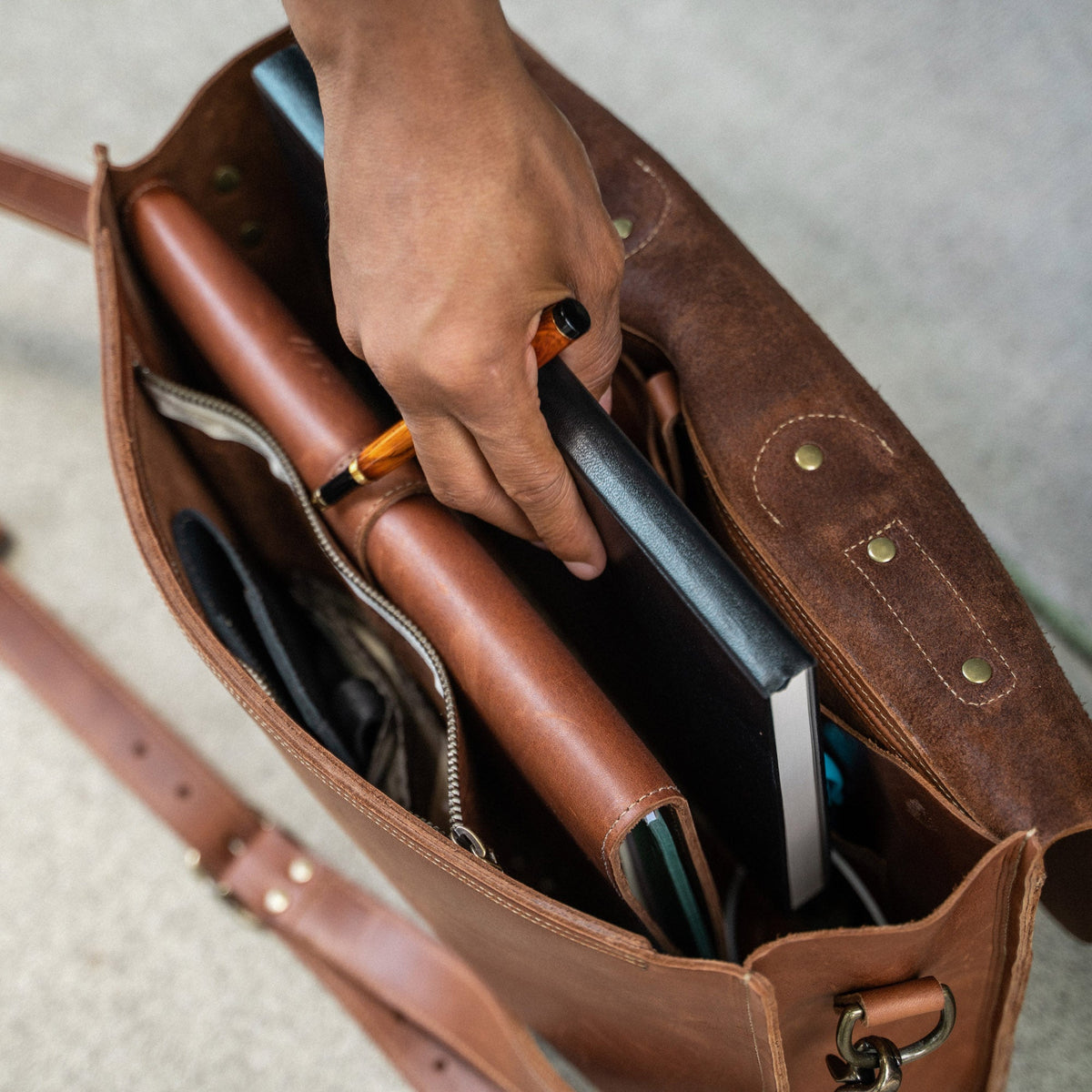 Your Logo + Our Leather - The No. 1860 EXPRESS - Fine Leather Messenger Bag & Briefcase - Custom Logo and Corporate Gifting