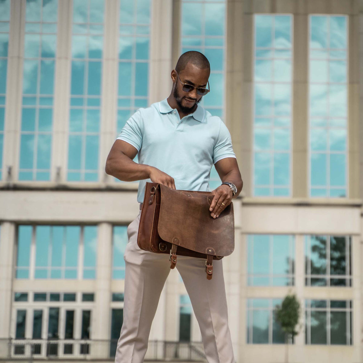 Your Logo + Our Leather - The No. 1860 EXPRESS - Fine Leather Messenger Bag & Briefcase - Custom Logo and Corporate Gifting