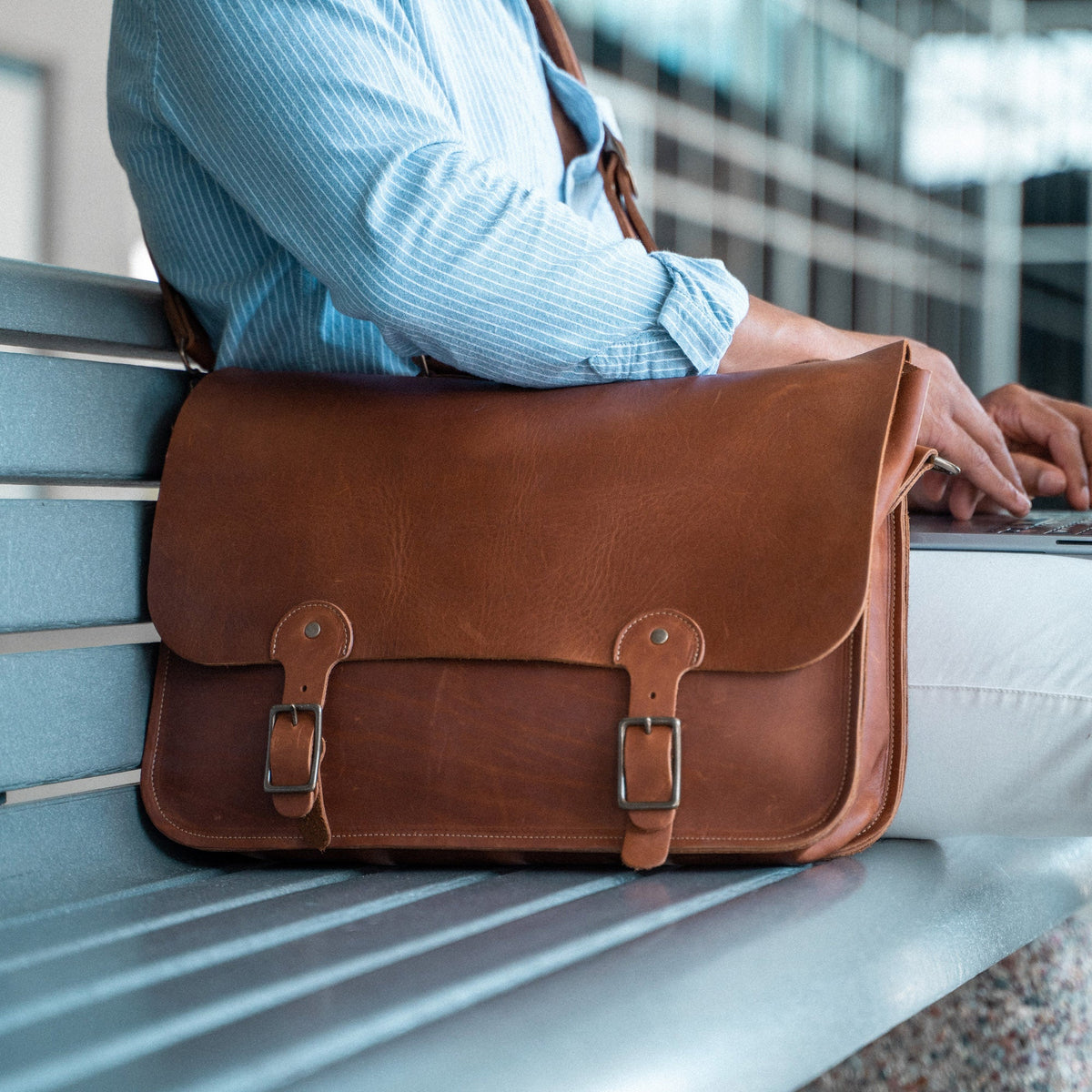 Your Logo + Our Leather - The No. 1860 EXPRESS - Fine Leather Messenger Bag & Briefcase - Custom Logo and Corporate Gifting