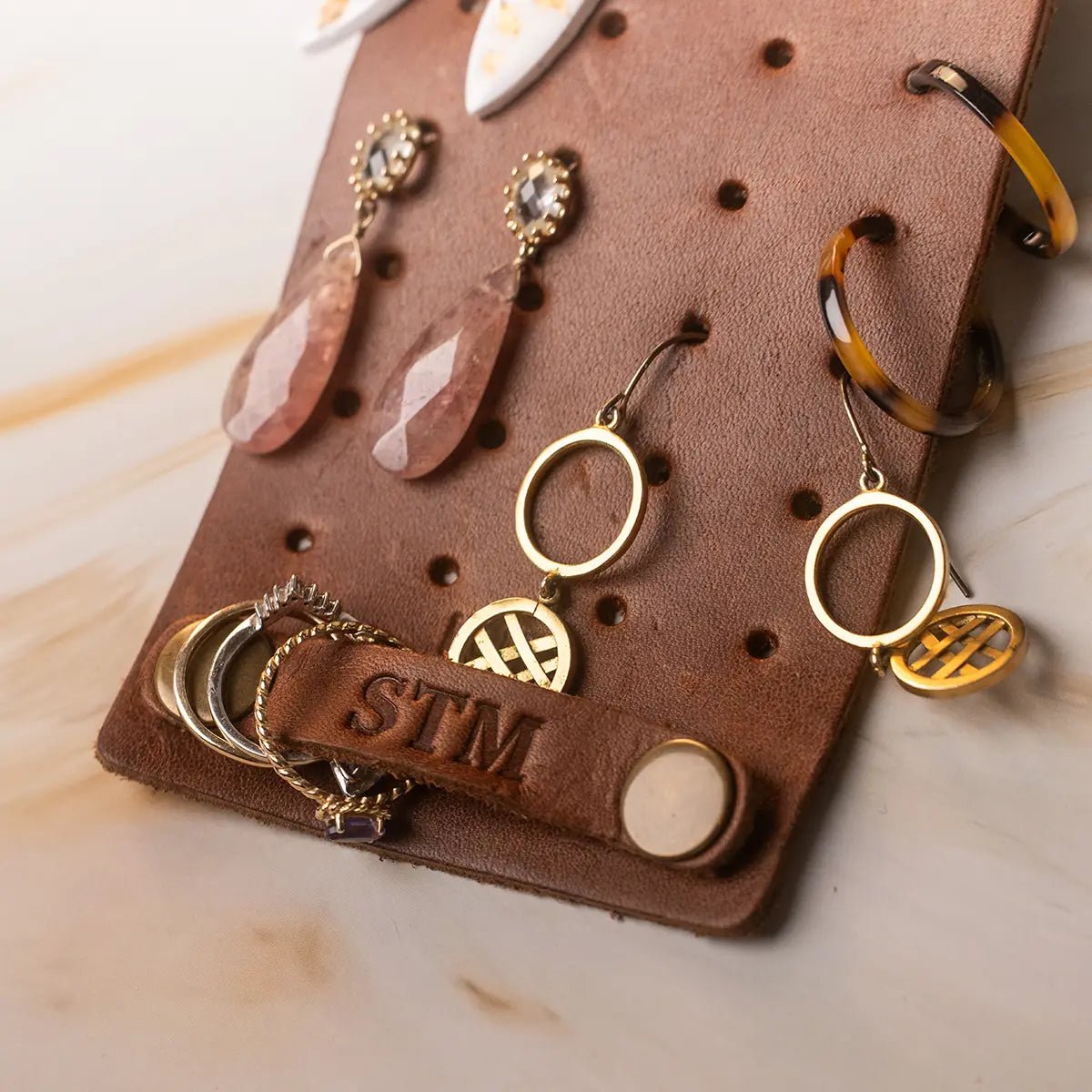 The Pearl Full Grain Leather Earring and Ring Holder - Holtz Leather