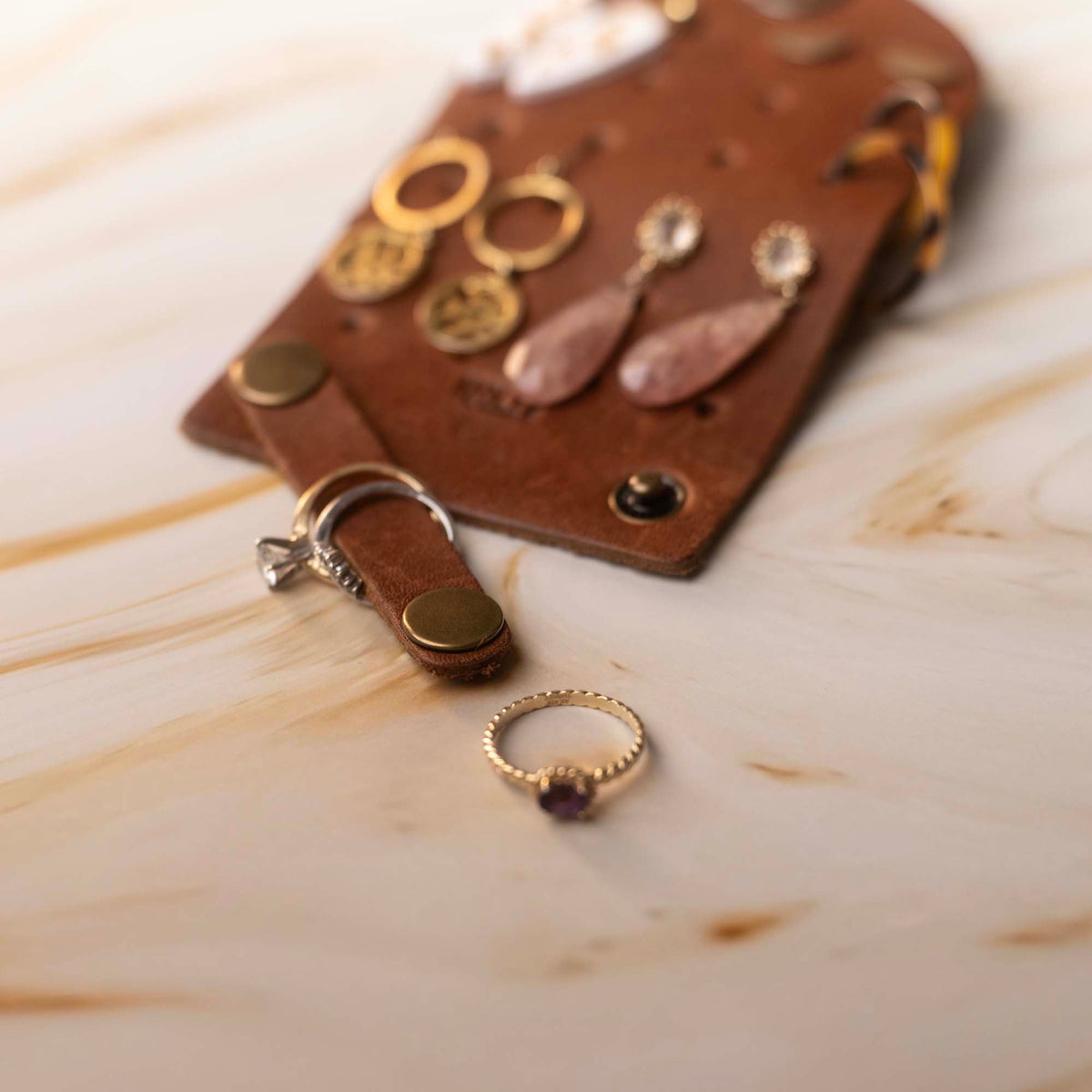 The Pearl Full Grain Leather Earring and Ring Holder - Holtz Leather