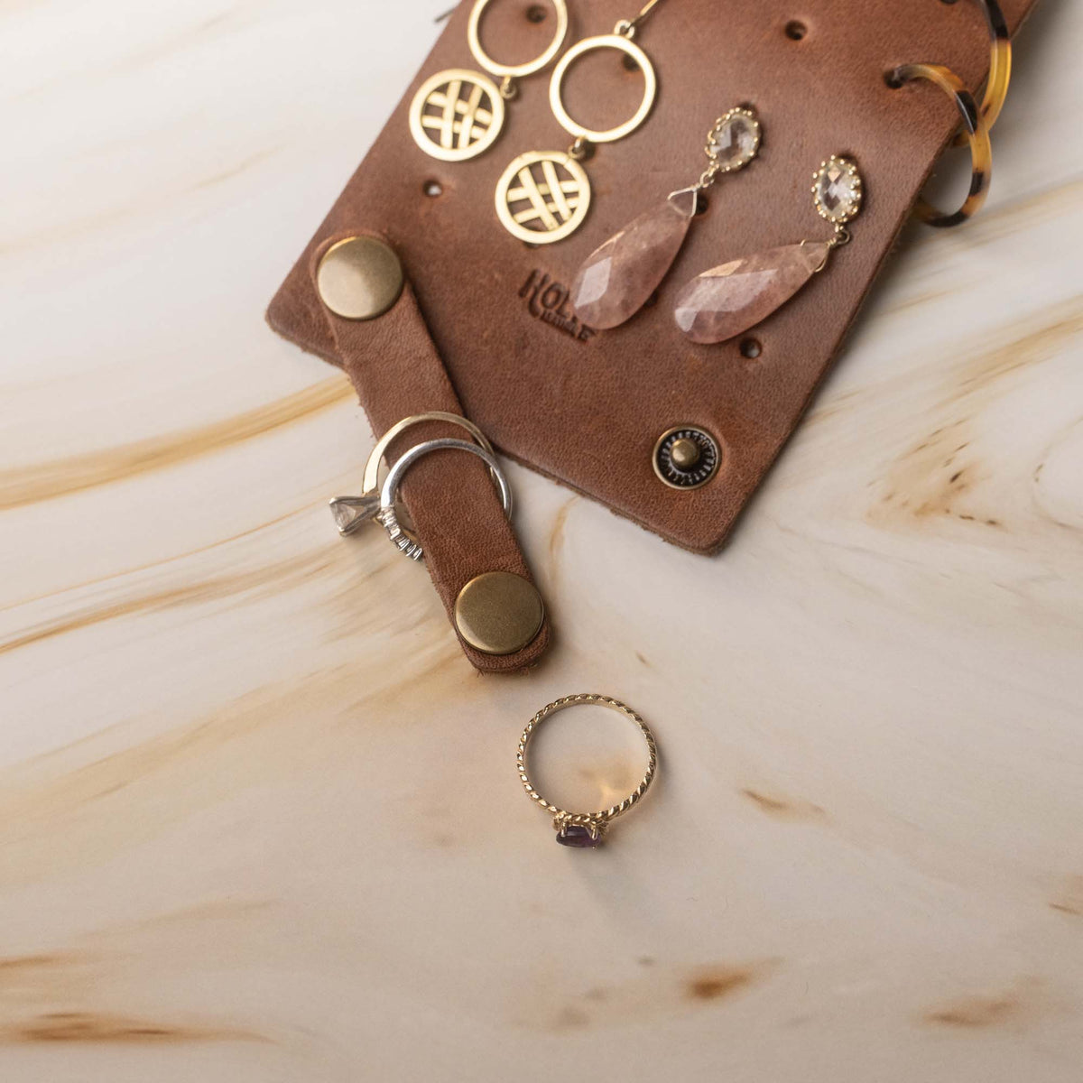 The Pearl Full Grain Leather Earring and Ring Holder - Holtz Leather