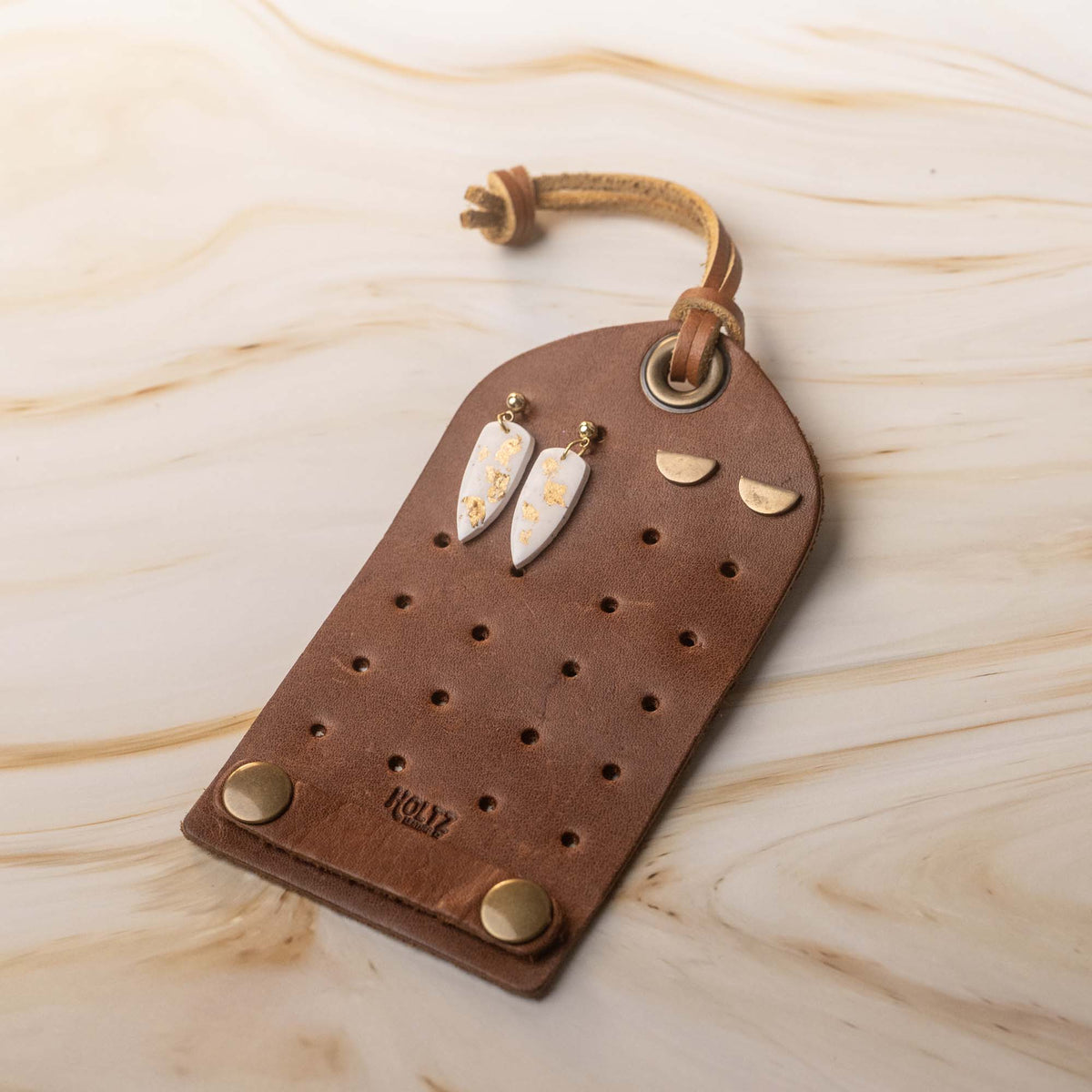 The Pearl Full Grain Leather Earring and Ring Holder - Holtz Leather