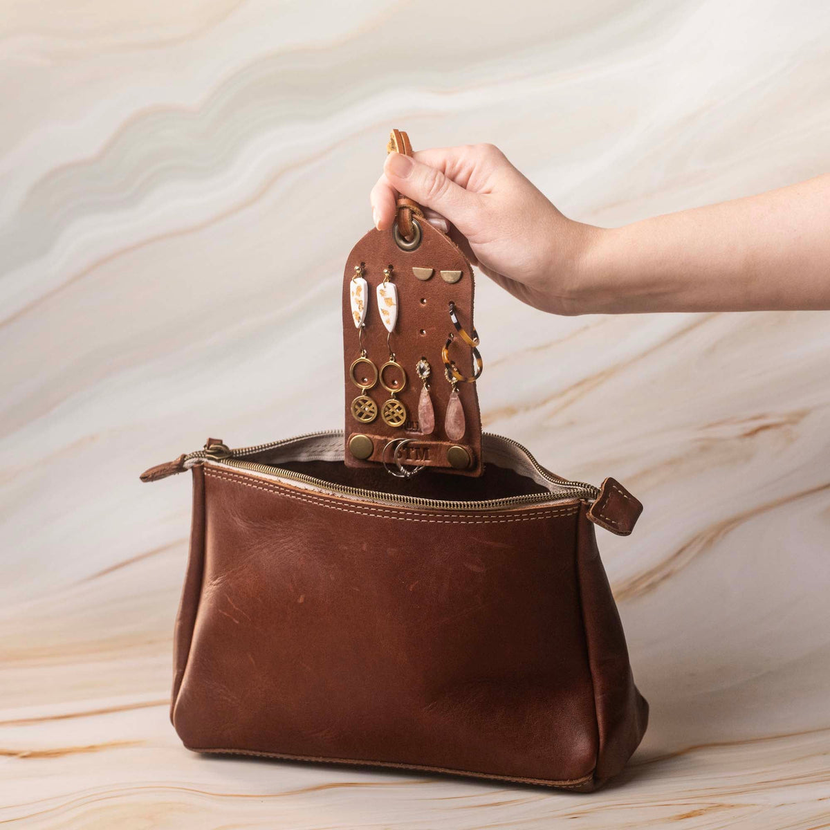 The Pearl Full Grain Leather Earring and Ring Holder - Holtz Leather