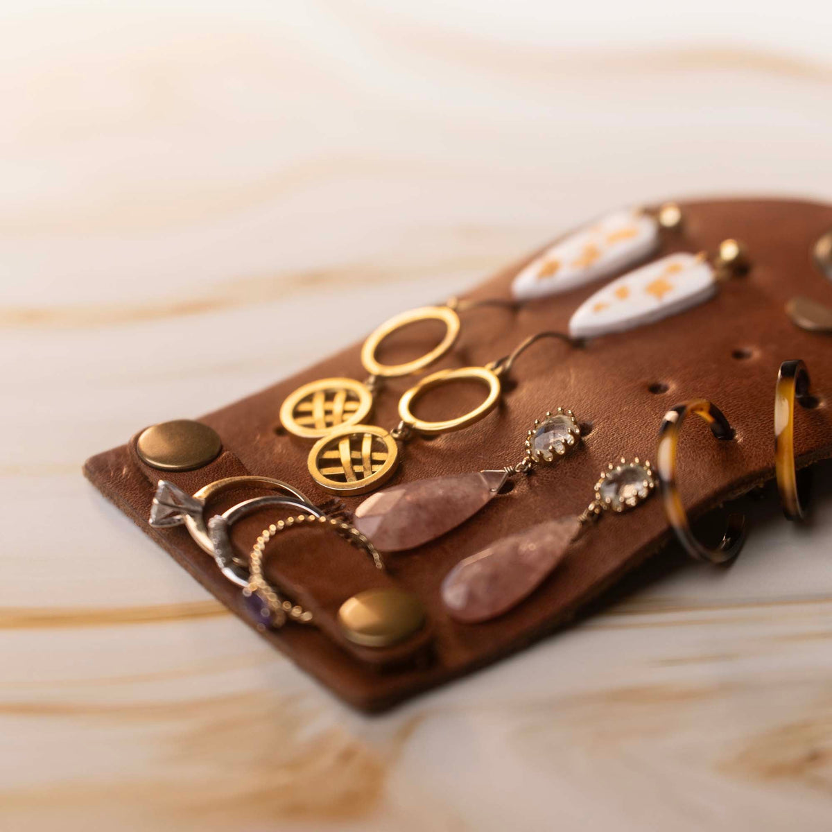 The Pearl Full Grain Leather Earring and Ring Holder - Holtz Leather