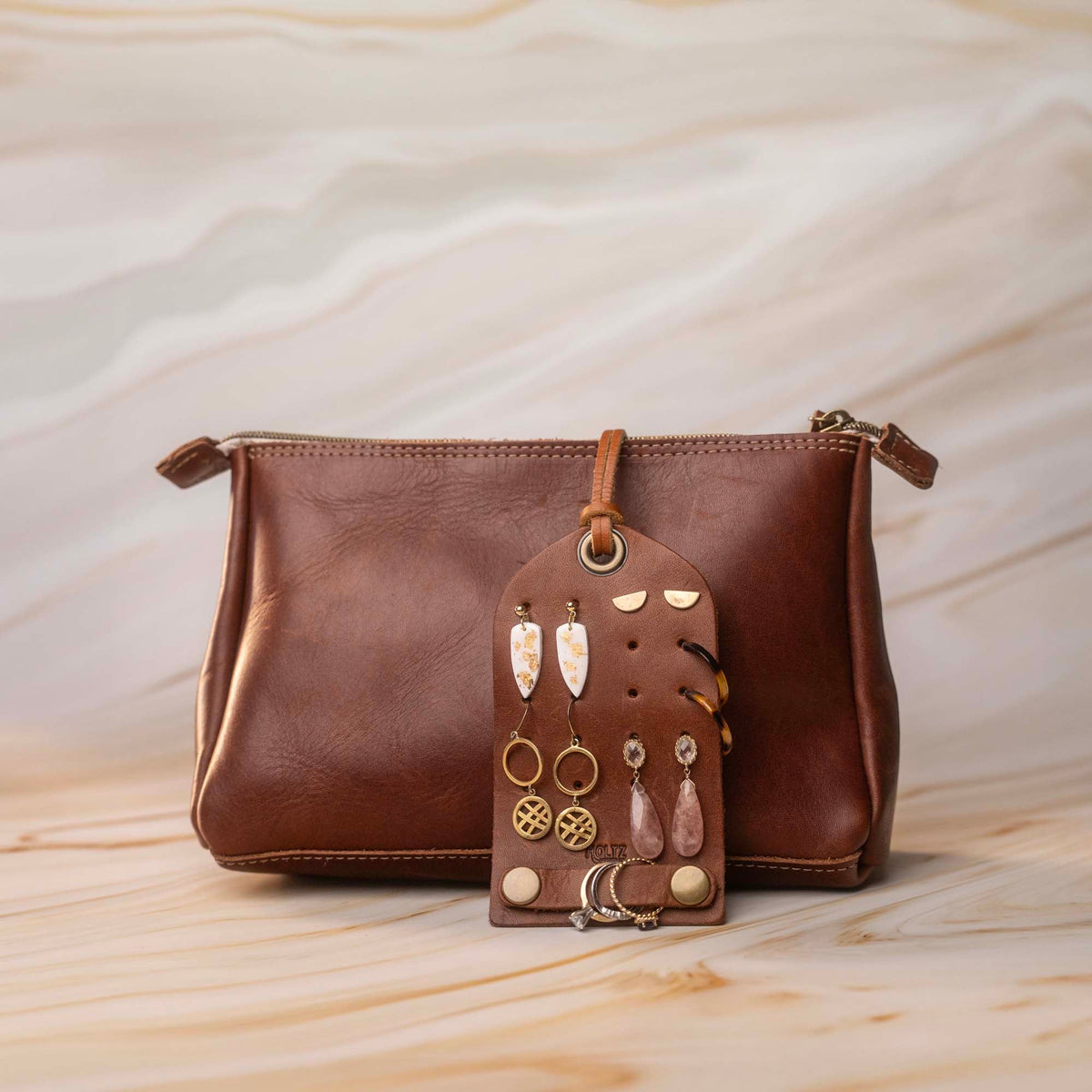 The Pearl Full Grain Leather Earring and Ring Holder - Holtz Leather