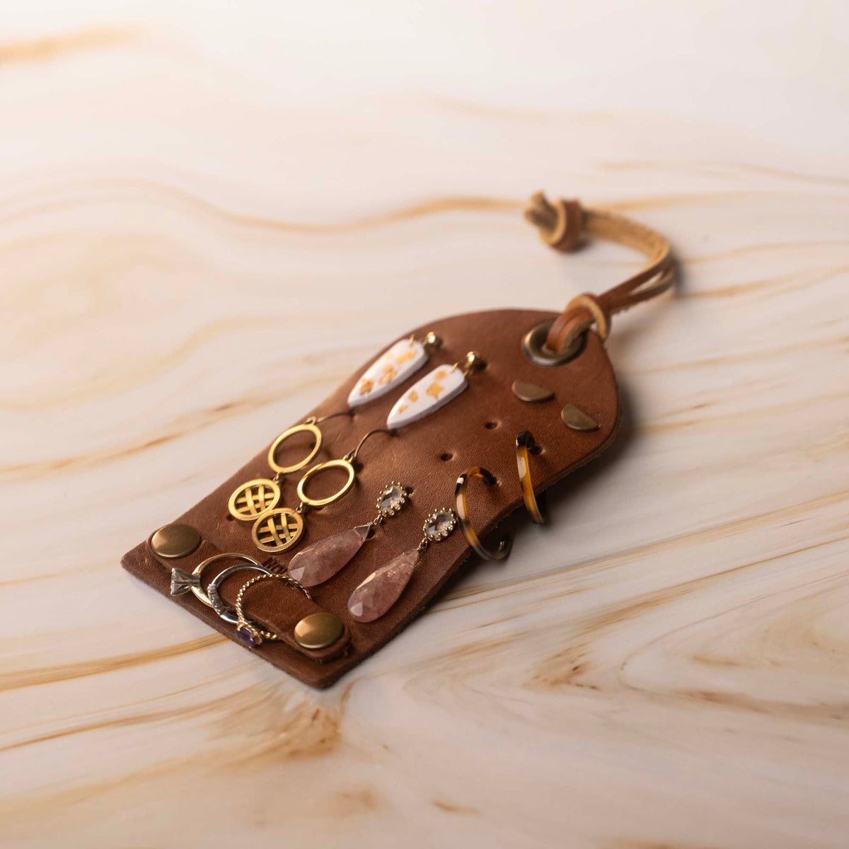 The Pearl Full Grain Leather Earring and Ring Holder - Holtz Leather