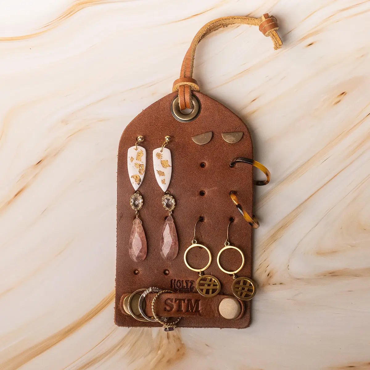 The Pearl Full Grain Leather Earring and Ring Holder - Holtz Leather