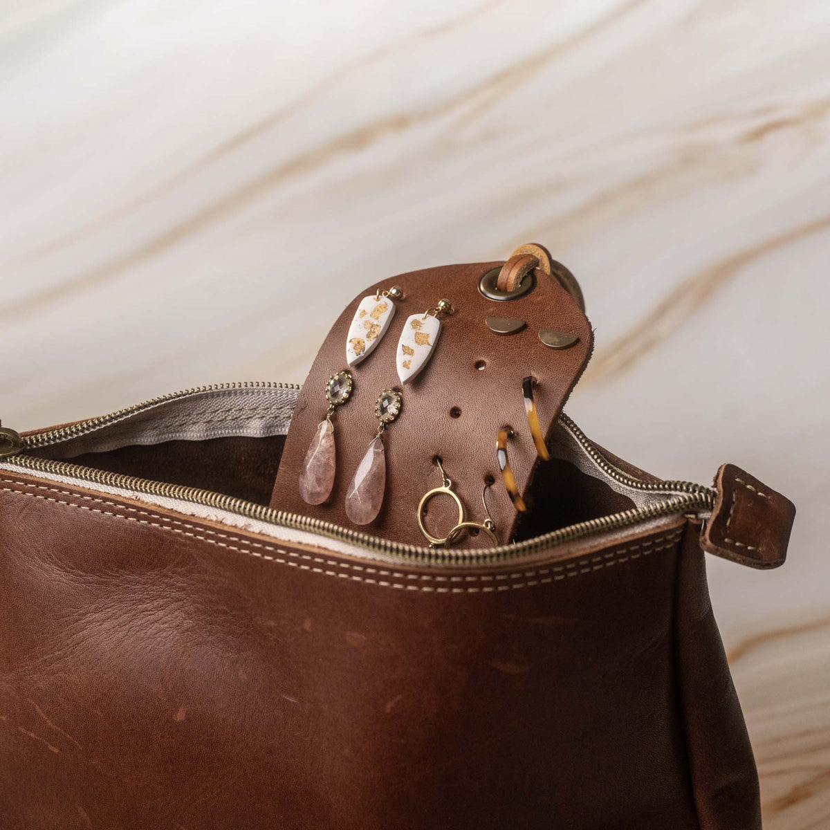 The Pearl Full Grain Leather Earring and Ring Holder - Holtz Leather