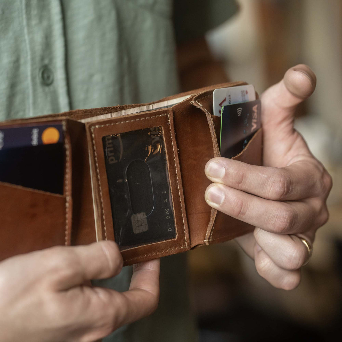 The Trifecta Personalized Leather Tri - Fold Wallet with ID Slot - Holtz Leather