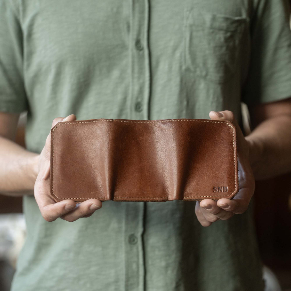 The Trifecta Personalized Leather Tri - Fold Wallet with ID Slot - Holtz Leather