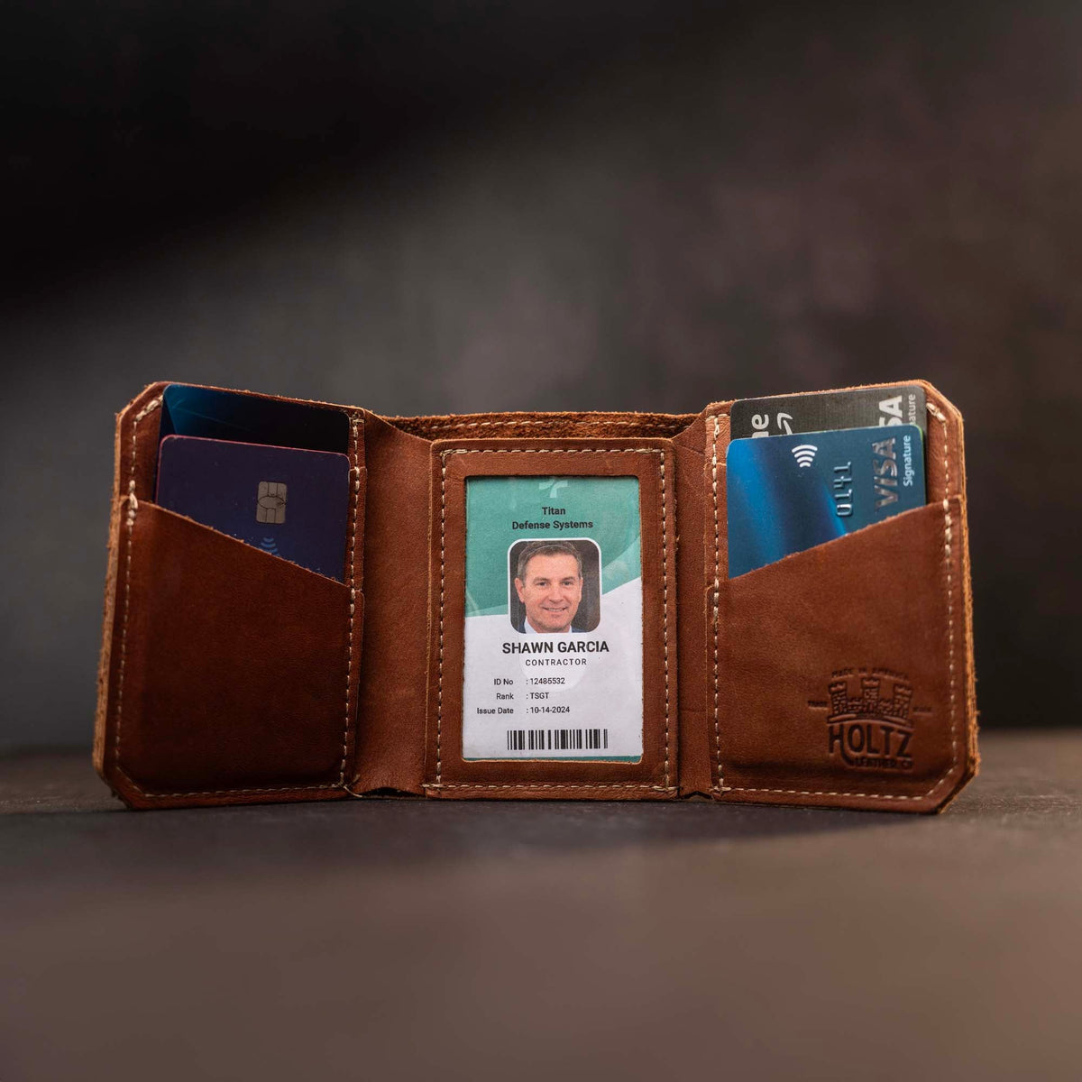 The Trifecta Personalized Leather Tri - Fold Wallet with ID Slot - Holtz Leather