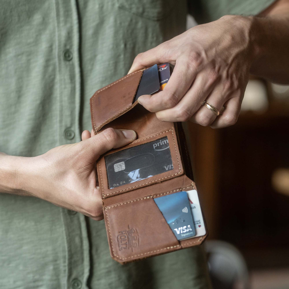 The Trifecta Personalized Leather Tri - Fold Wallet with ID Slot - Holtz Leather