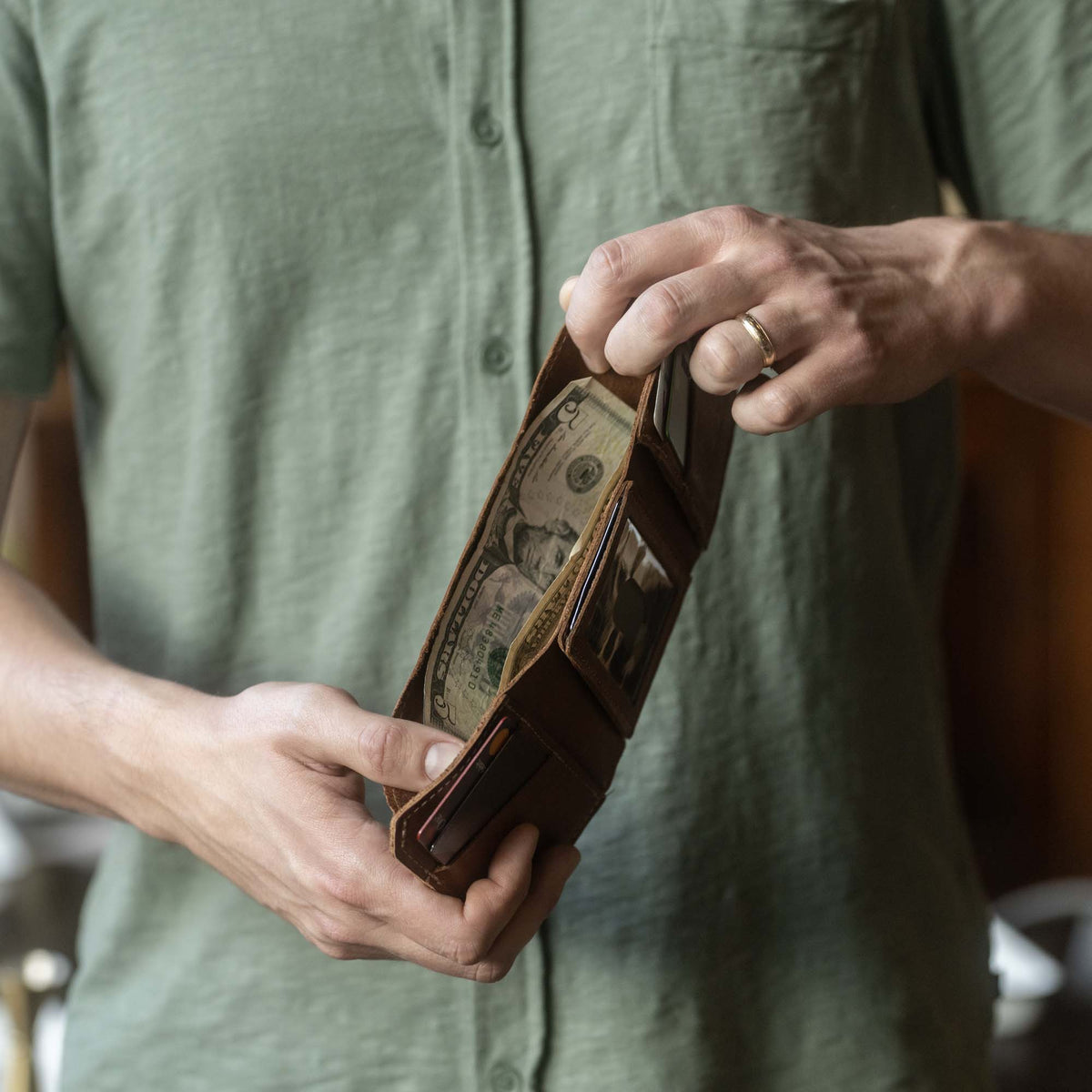 The Trifecta Personalized Leather Tri - Fold Wallet with ID Slot - Holtz Leather