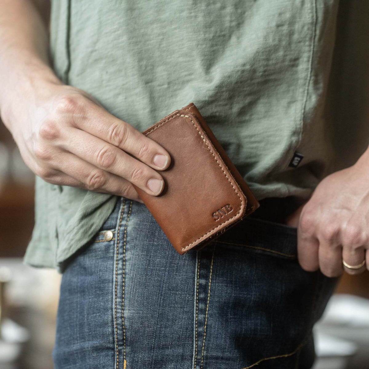 The Trifecta Personalized Leather Tri - Fold Wallet with ID Slot - Holtz Leather