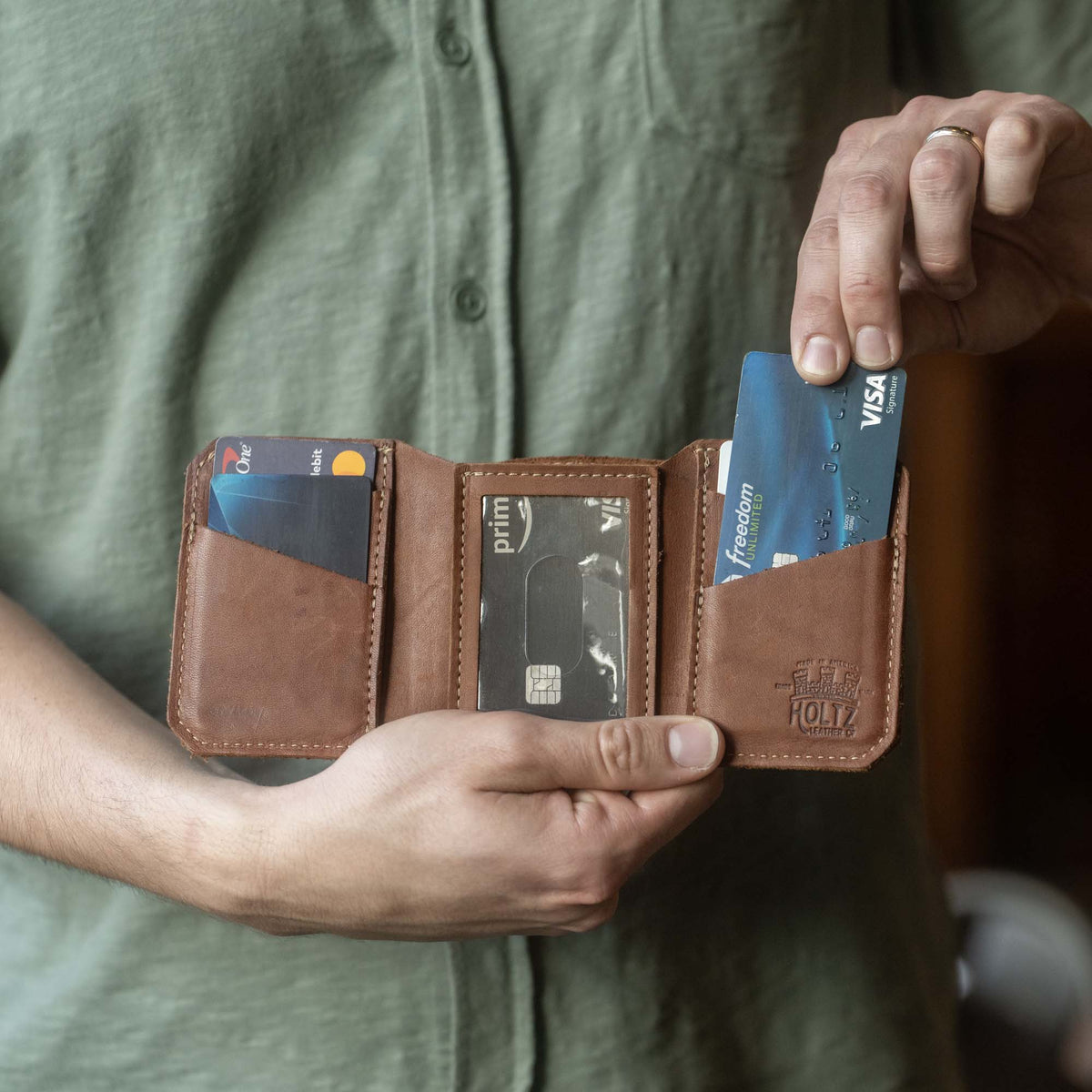 The Trifecta Personalized Leather Tri - Fold Wallet with ID Slot - Holtz Leather