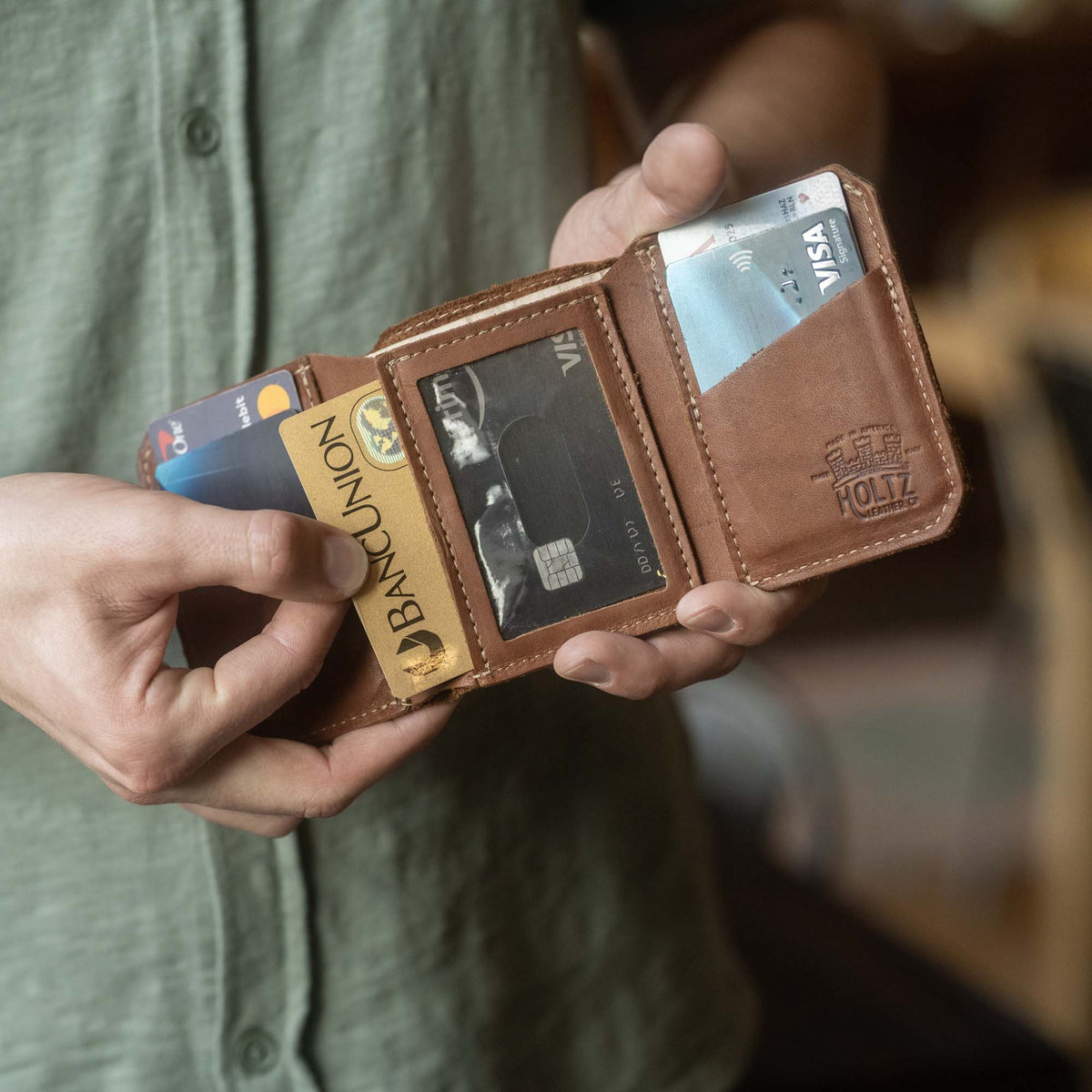 The Trifecta Personalized Leather Tri - Fold Wallet with ID Slot - Holtz Leather
