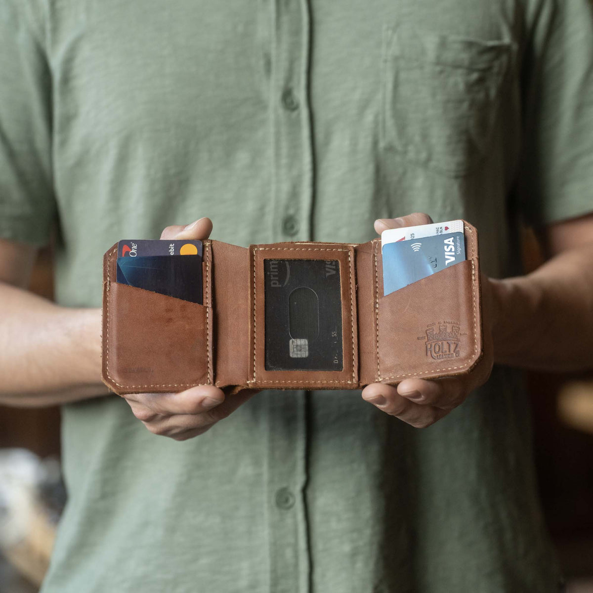 The Trifecta Personalized Leather Tri - Fold Wallet with ID Slot - Holtz Leather