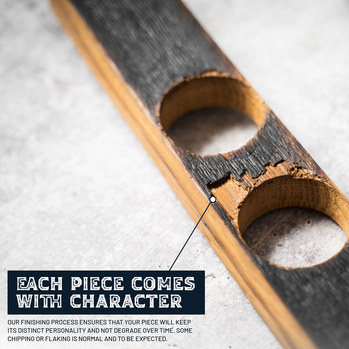 Your Logo + Our Barrels - Personalized Whiskey Flight from Tennessee Whiskey Barrel Stave - Custom Logo and Corporate Gifting - Holtz Leather